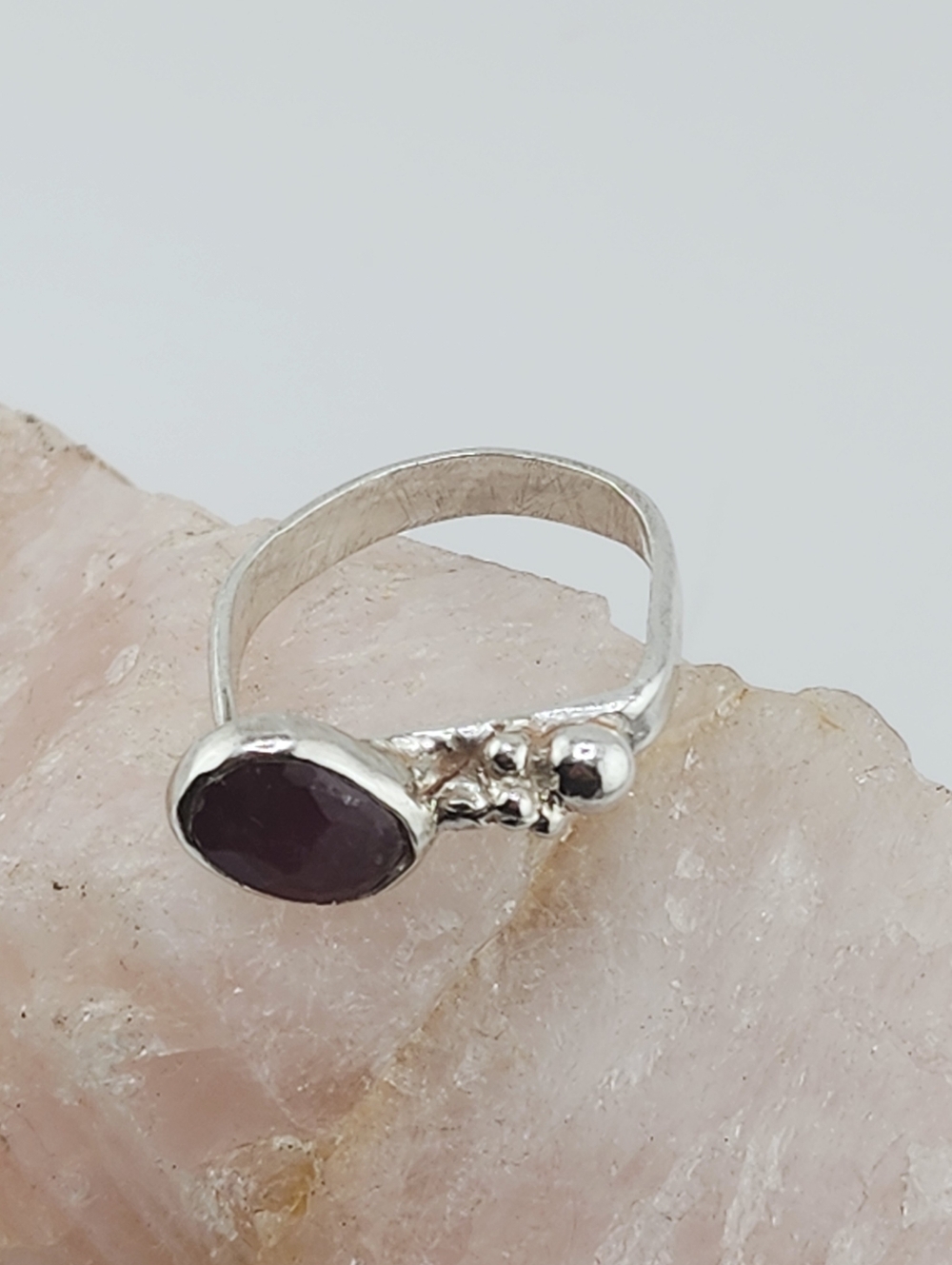 PINK SAPPHIRE BRUTALIST DESING HANDMADE SIZE 8 - Picture 4 of 14